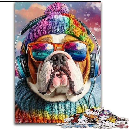 Puzzle für Teenager, 1000 Teile, Bulldogge hört Musik, geeignet für Personen ab 14 Jahren, anspruchsvoll zu vervollständigen, Aber lustig und humorvoll, tolles Geschenk, 26x38cm Puzzle für Teenager, 1000 Teile, Bulldogge hört Musik, geeignet für Personen ab 14 Jahren, anspruchsvoll zu vervollständigen, Aber lustig und humorvoll, tolles Geschenk, 26x38cm von LYXIANY