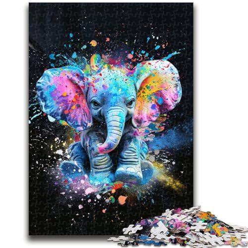Puzzle für Teenager, 1000 Teile, Bunte Elefantenbabys, geeignet für Kinder ab 14 Jahren, anspruchsvolles Spiel, tolles Geschenk zum Spielen, 50x75cm von LYXIANY