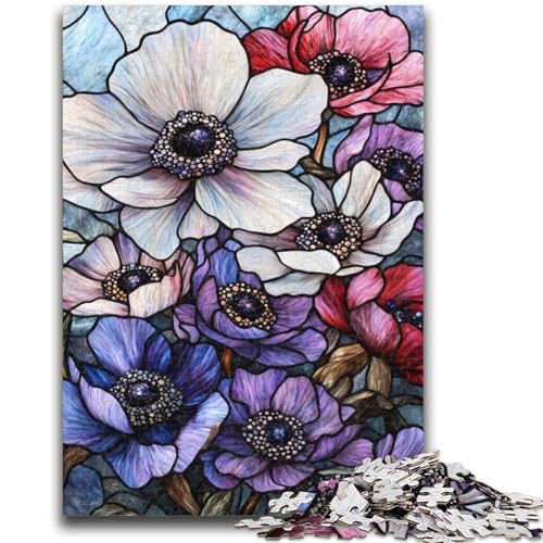Puzzle für Teenager, 1000 Teile, Buntglasblumen, geeignet für Kinder ab 14 Jahren, anspruchsvolles Spiel, tolles Geschenk zum Spielen, 50x75cm von LYXIANY