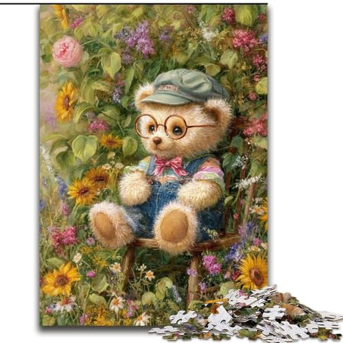 Puzzle für Teenager, 1000 Teile, Cartoon-Teddybär, Spielzeug, Lernspiele, stressabbauende Wanddekoration (Größe 26x38cm) von LYXIANY