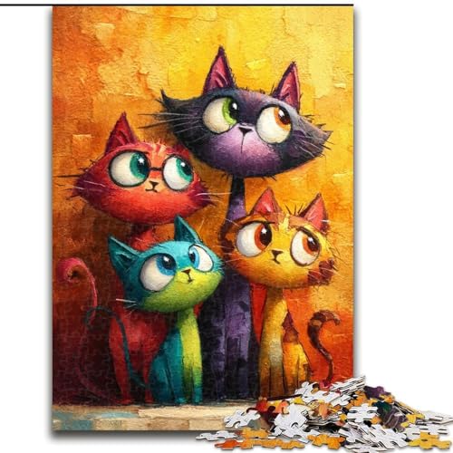 Puzzle für Teenager, 1000 Teile, DREI Katzen, Stressabbau, schwierige Herausforderung, Heimdekorationsspielzeug (Größe 26x38cm) von LYXIANY