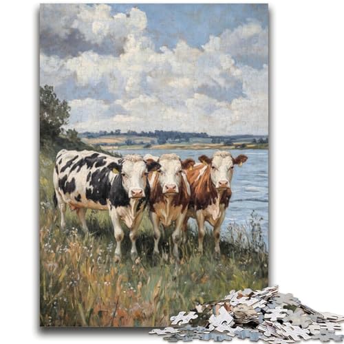 Puzzle für Teenager, 1000 Teile, DREI Kühe, geeignet für Kinder ab 14 Jahren, anspruchsvolles Spiel, tolles Geschenk zum Spielen, 38x26cm von LYXIANY