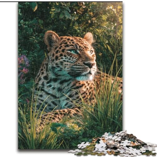 Puzzle für Teenager, 1000 Teile, Dschungelleopard, dekomprimierendes intellektuelles Lernspielzeug, ganze Familie, 50x75cm von LYXIANY