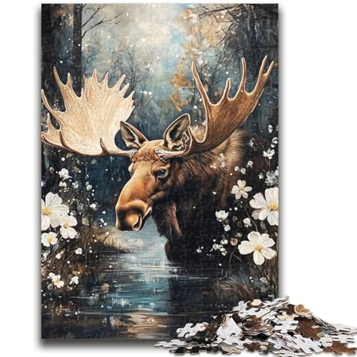 Puzzle für Teenager, 1000 Teile, Elch, geeignet für Kinder ab 14 Jahren, anspruchsvolles Spiel, tolles Geschenk zum Spielen, 50x75cm von LYXIANY