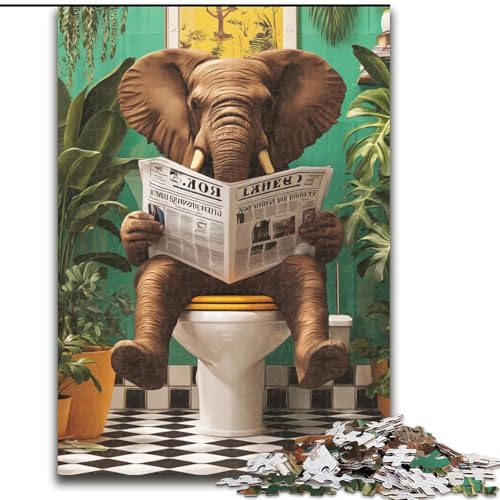Puzzle für Teenager, 1000 Teile, Elefant auf der Toilette, Spielzeug, Lernspiele, Stressabbau, tolle Geschenke und Spielzeuge, 26x38cm von LYXIANY