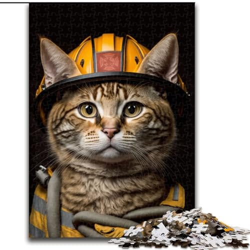 Puzzle für Teenager, 1000 Teile, Feuerwehrkatze, Stressabbau-Spielzeug, einzigartige Geburtstags- und Geschenkideen für Kinder ab 14 Jahren (Größe 50x75cm) von LYXIANY