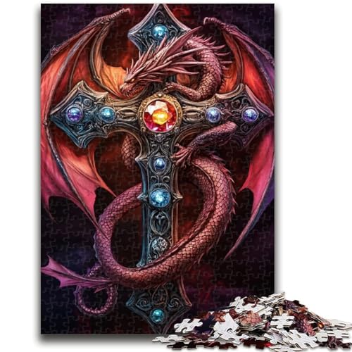 Puzzle für Teenager, 1000 Teile, Fliegender Drache und Schwert, pädagogisches Familienspiel, Wanddekoration, einzigartige Geburtstags, 50x75cm Puzzle für Teenager, 1000 Teile, Fliegender Drache und Schwert, pädagogisches Familienspiel, Wanddekoration, einzigartige Geburtstags, 50x75cm von LYXIANY