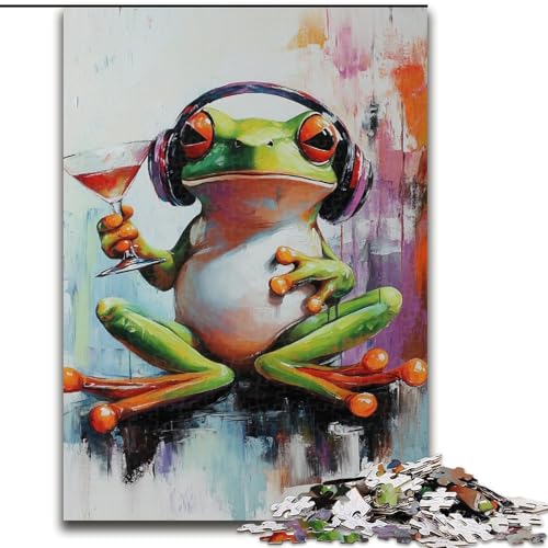 Puzzle für Teenager, 1000 Teile, Frosch hört Musik, Lernspiele, Heimdekoration, geeignet für die Schreibtischdekoration, 50x75cm Puzzle für Teenager, 1000 Teile, Frosch hört Musik, Lernspiele, Heimdekoration, geeignet für die Schreibtischdekoration, 50x75cm von LYXIANY
