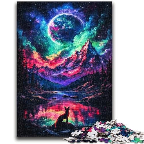 Puzzle für Teenager, 1000 Teile, Fuchs unter dem Planeten, geeignet für Kinder ab 14 Jahren, anspruchsvolles Spiel, tolles Geschenk zum Spielen, 50x75cm von LYXIANY