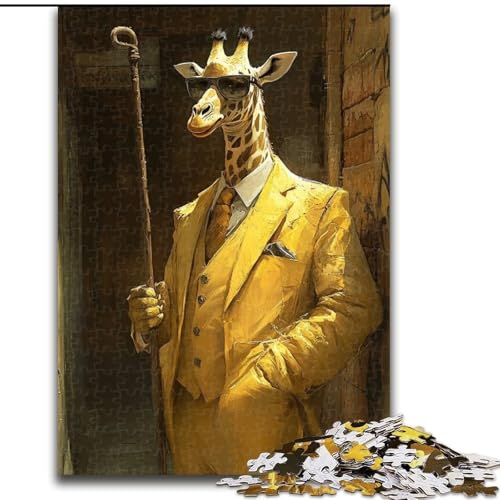 Puzzle für Teenager, 1000 Teile, Giraffe im Anzug, hilft dem Gehirn beim Trainieren, süchtig machendes Spielzeug zur Förderung der Geduld, Geschenk zum Geburtstag, 50x75cm von LYXIANY