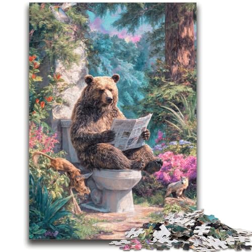 Puzzle für Teenager, 1000 Teile, Grizzlybär auf der Toilette, schwierig und herausfordernd, mit passendem Poster und Quizblatt, für Alter 14, 50x75cm Puzzle für Teenager, 1000 Teile, Grizzlybär auf der Toilette, schwierig und herausfordernd, mit passendem Poster und Quizblatt, für Alter 14, 50x75cm von LYXIANY
