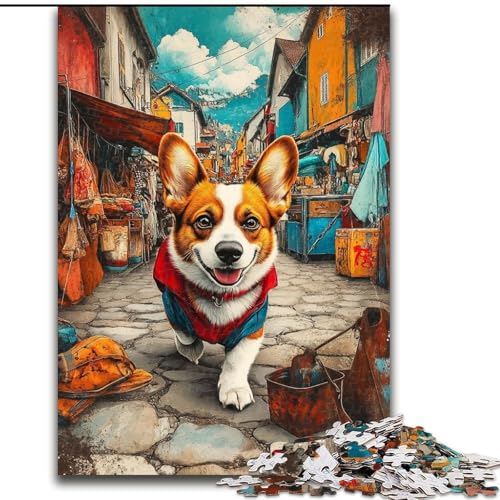 Puzzle für Teenager, 1000 Teile, Happy Corgi, lehrreich ganze Familie (Größe 26x38cm) von LYXIANY