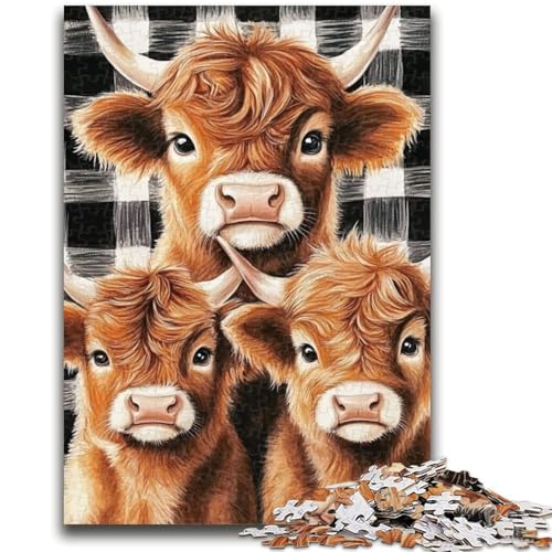 Puzzle für Teenager, 1000 Teile, Hochlandkuh, geeignet für Kinder ab 14 Jahren, anspruchsvolles Spiel, tolles Geschenk zum Spielen, 50x75cm von LYXIANY