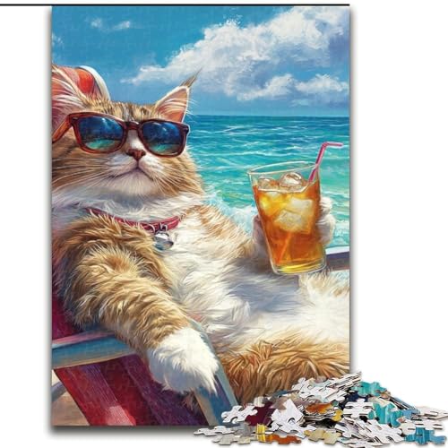 Puzzle für Teenager, 1000 Teile, Katze im Urlaub, Spielzeug, Lernspiele, Stressabbau, tolle Geschenke und Spielzeuge, 50x75cm von LYXIANY