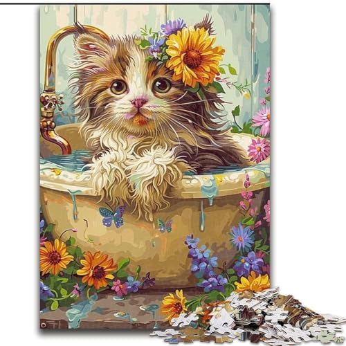 Puzzle für Teenager, 1000 Teile, Katze in der Badewanne, Spielzeug, Lernspiele, Stressabbau, tolle Geschenke und Spielzeuge, 50x75cm Puzzle für Teenager, 1000 Teile, Katze in der Badewanne, Spielzeug, Lernspiele, Stressabbau, tolle Geschenke und Spielzeuge, 50x75cm von LYXIANY