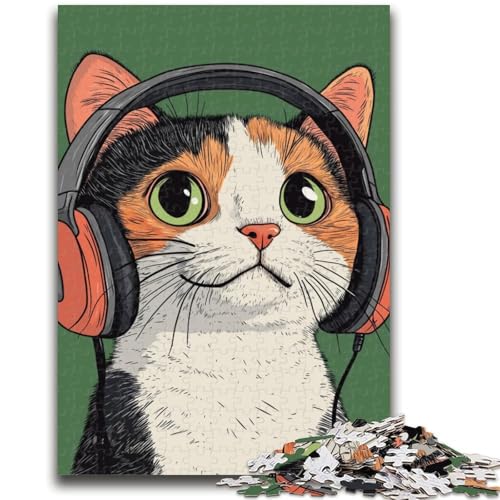 Puzzle für Teenager, 1000 Teile, Katze mit Kopfhörern, pädagogisches Familienspiel, tolles Geschenk für die ganze Familie, ab 14 Jahren, 26x38cm Puzzle für Teenager, 1000 Teile, Katze mit Kopfhörern, pädagogisches Familienspiel, tolles Geschenk für die ganze Familie, ab 14 Jahren, 26x38cm von LYXIANY