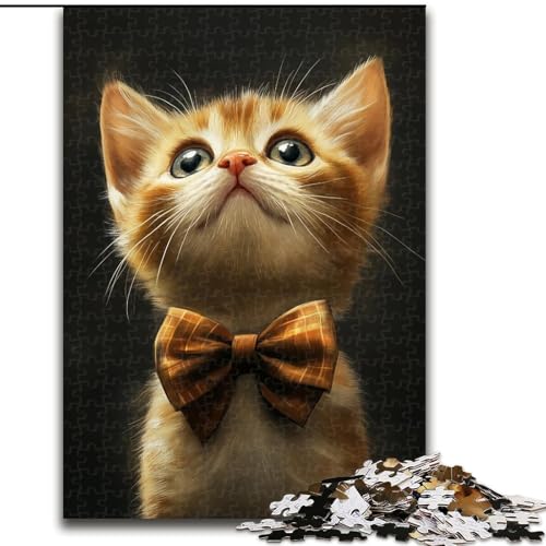 Puzzle für Teenager, 1000 Teile, Katze mit Schleife, Spielzeug, Lernspiele, Stressabbau, tolle Geschenke und Spielzeuge, 26x38cm von LYXIANY