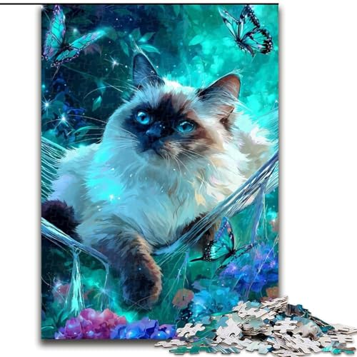 Puzzle für Teenager, 1000 Teile, Katze und Schmetterling, Spielzeug, Lernspiele, Stressabbau, tolle Geschenke und Spielzeuge, 50x75cm von LYXIANY