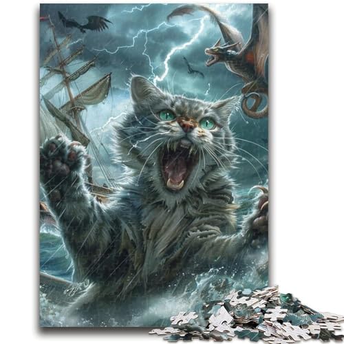 Puzzle für Teenager, 1000 Teile, Katzenmonster auf See, geeignet für Kinder ab 14 Jahren, anspruchsvolles Spiel, tolles Geschenk zum Spielen, 38x26cm von LYXIANY