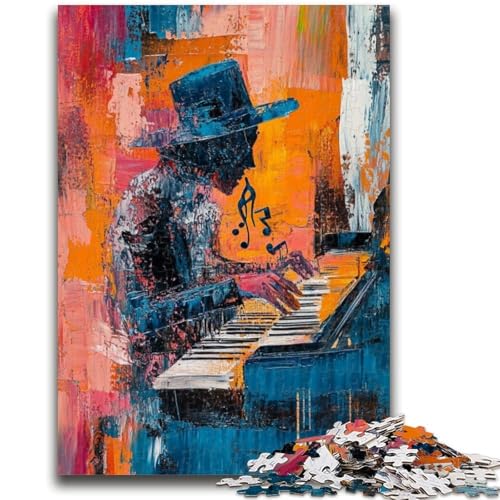 Puzzle für Teenager, 1000 Teile, Klavier Spielen, Ölgemälde, anspruchsvolles Spiel und Familienspiel, ganze Familie, 26x38cm von LYXIANY