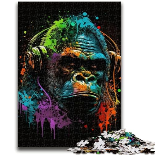 Puzzle für Teenager, 1000 Teile, Kopfhörer, Schimpanse, Lernspielzeug, Familienspiele, Lernspiel für Geburtstag, Weihnachten, 26x38cm Puzzle für Teenager, 1000 Teile, Kopfhörer, Schimpanse, Lernspielzeug, Familienspiele, Lernspiel für Geburtstag, Weihnachten, 26x38cm von LYXIANY