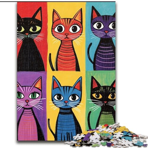 Puzzle für Teenager, 1000 Teile, Kunstkatze, Spielzeug, Lernspiele, Stressabbau, tolle Geschenke und Spielzeuge, 50x75cm von LYXIANY