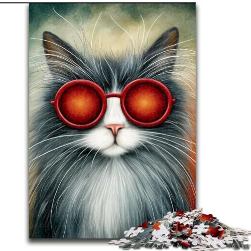 Puzzle für Teenager, 1000 Teile, Kunstkatze, Spielzeug, Lernspiele, Stressabbau, tolle Geschenke und Spielzeuge, 50x75cm von LYXIANY