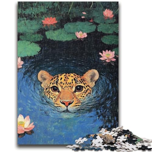Puzzle für Teenager, 1000 Teile, Leopard im Wasser, geeignet für Kinder ab 14 Jahren, anspruchsvolles Spiel, tolles Geschenk zum Spielen, 50x75cm von LYXIANY