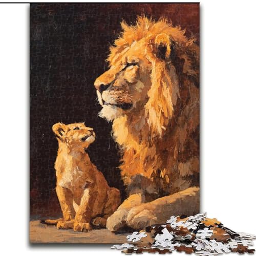 Puzzle für Teenager, 1000 Teile, Löwe und Jungtier, Spielzeug, Lernspiele, Stressabbau, tolle Geschenke und Spielzeuge, 26x38cm von LYXIANY