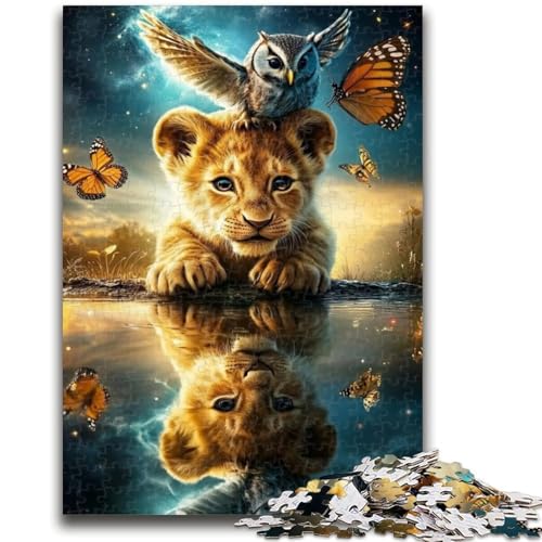 Puzzle für Teenager, 1000 Teile, Löwenjunges-Reflexion, Herausforderung für die Gehirnintelligenz, süchtig machendes Spielzeug, Geburtstagsgeschenk, Geschenke, Wandkunst, 26x38cm von LYXIANY