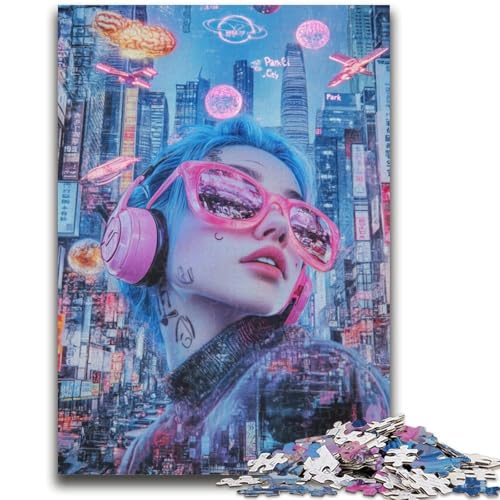 Puzzle für Teenager, 1000 Teile, Mädchen mit Kopfhörern, anspruchsvoll zu vervollständigen, Aber lustig und humorvoll, Geburtstagsgeschenk, Geschenke, Wandkunst, 50x75cm Puzzle für Teenager, 1000 Teile, Mädchen mit Kopfhörern, anspruchsvoll zu vervollständigen, Aber lustig und humorvoll, Geburtstagsgeschenk, Geschenke, Wandkunst, 50x75cm von LYXIANY