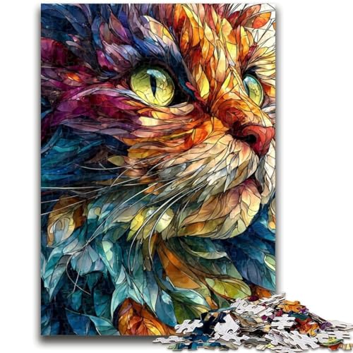 Puzzle für Teenager, 1000 Teile, Malen, Katze, Lernspiel, Herausforderung, Spielzeug, Wanddekoration, einzigartige Geburtstags, 26x38cm von LYXIANY