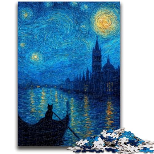 Puzzle für Teenager, 1000 Teile, Nachthimmelkatze, anspruchsvolles Spiel und Familienspiel, Lernspiel für Geburtstag, Weihnachten, 50x75cm von LYXIANY