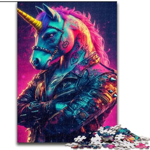 Puzzle für Teenager, 1000 Teile, Neon-Einhorn, Elefantenspielzeug, Denkspiel, Geburtstagsgeschenk, Geschenke, Wandkunst, für Kinder ab 14 Jahren (Größe 50x75cm) von LYXIANY