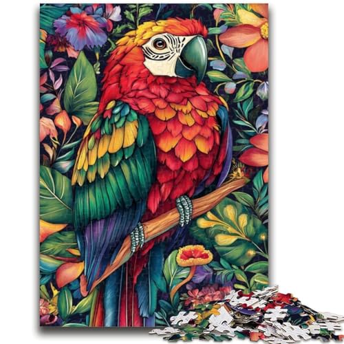 Puzzle für Teenager, 1000 Teile, Papagei, schwierig und herausfordernd, mit passendem Poster und Quizblatt, für Alter 14, 38x26cm von LYXIANY