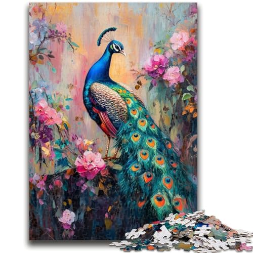 Puzzle für Teenager, 1000 Teile, Pfau, geeignet für Kinder ab 14 Jahren, anspruchsvolles Spiel, tolles Geschenk zum Spielen, 50x75cm von LYXIANY