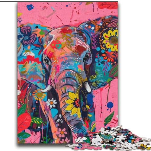 Puzzle für Teenager, 1000 Teile, Psychedelischer Elefant, Spielzeug, Lernspiele, Stressabbau, tolle Geschenke und Spielzeuge, 38x52cm Puzzle für Teenager, 1000 Teile, Psychedelischer Elefant, Spielzeug, Lernspiele, Stressabbau, tolle Geschenke und Spielzeuge, 38x52cm von LYXIANY
