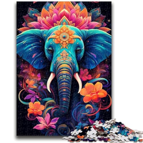 Puzzle für Teenager, 1000 Teile, Psychedelischer Elefant, geeignet für Kinder ab 14 Jahren, anspruchsvolles Spiel, tolles Geschenk zum Spielen, 38x26cm von LYXIANY