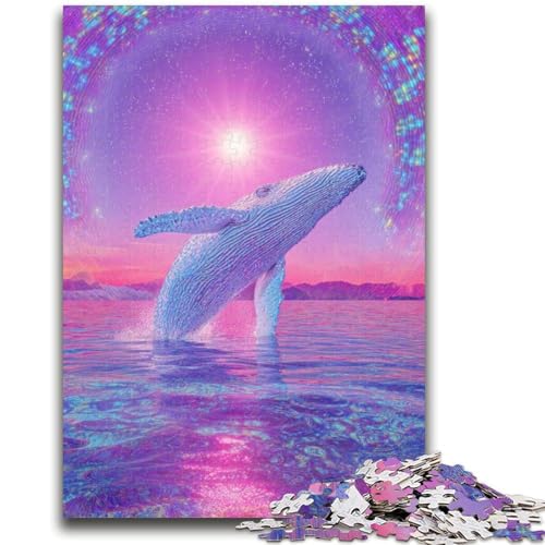 Puzzle für Teenager, 1000 Teile, Psychedelischer Wal, hilft dem Gehirn, süchtig machendes Spielzeug zu trainieren, um Geduld zu fördern, Künstlersammlung, bildende Kunst, 38x26cm von LYXIANY