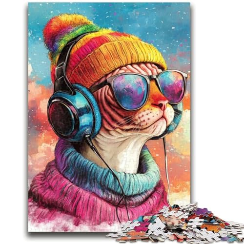 Puzzle für Teenager, 1000 Teile, Puzzle mit Musik, Katze, Herausforderung für die Gehirnintelligenz, süchtig machendes Spielzeug, Geburtstagsgeschenk, Geschenke, Wandkunst, 50x75cm von LYXIANY
