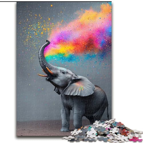 Puzzle für Teenager, 1000 Teile, Regenbogen-Rauchelefant, Spielzeug, Lernspiele, Stressabbau, tolle Geschenke und Spielzeuge, 50x75cm von LYXIANY