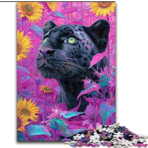 Puzzle für Teenager, 1000 Teile, Rose, Sonnenblume, Schwarzer Leopard, Spielzeug, Lernspiele, Stressabbau, Stärkung der Liebe zwischen Paaren (Größe 26x38cm) von LYXIANY