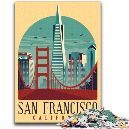 Puzzle für Teenager, 1000 Teile, San Francisco, Lernspiel, Herausforderung, Spielzeug, Wanddekoration, einzigartige Geburtstags (Größe 38x52cm) von LYXIANY