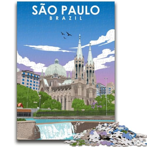 Puzzle für Teenager, 1000 Teile, Sao Paulo, Brasilien-Poster, Lernspiel, Herausforderung, Spielzeug, Wanddekoration, einzigartige Geburtstags (Größe 38x26cm) von LYXIANY