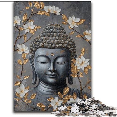 Puzzle für Teenager, 1000 Teile, Schwarz-Weiß-Buddha, Spielzeug, Denkspiel, stärkt die Liebe zwischen Paaren, für Kinder ab 14 Jahren (Größe 50x75cm) von LYXIANY