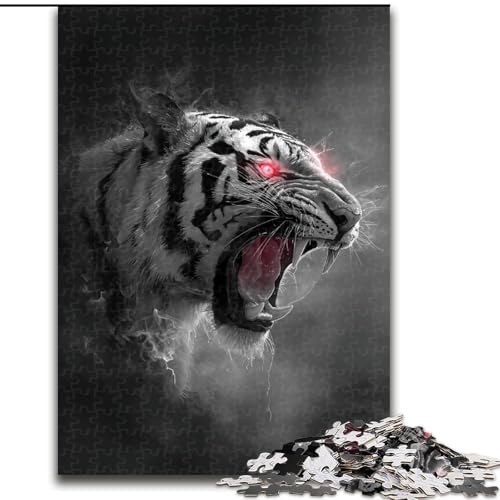 Puzzle für Teenager, 1000 Teile, Schwarz-Weiß-Tiger, Spielzeug, Lernspiele, Stressabbau, einzigartige Heimdekoration und Geschenke, 50x75cm von LYXIANY