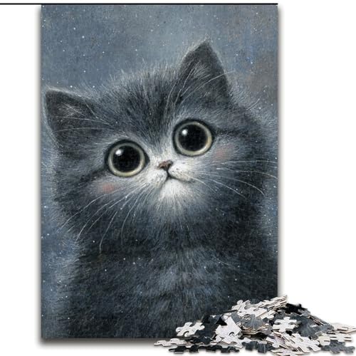 Puzzle für Teenager, 1000 Teile, Schwarze Katze, Spielzeug, Lernspiele, Stressabbau, Wanddekoration (Größe 50x75cm) von LYXIANY