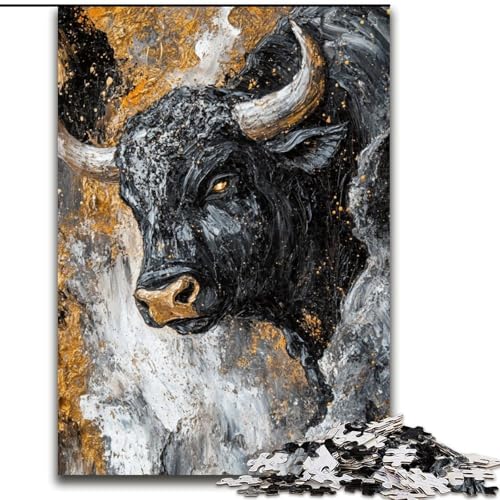 Puzzle für Teenager, 1000 Teile, Schwarzgold-Bulle, Quizspiel, Wanddekoration, einzigartige Geburtstags (Größe 50x75cm) von LYXIANY