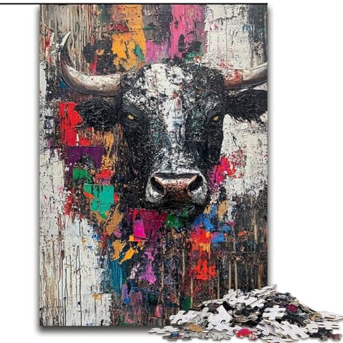 Puzzle für Teenager, 1000 Teile, Schwarzgold-Bulle, Quizspiel, Wanddekoration, einzigartige Geburtstags (Größe 50x75cm) von LYXIANY