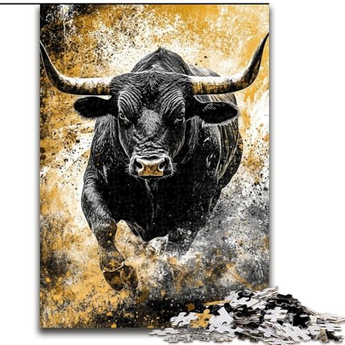 Puzzle für Teenager, 1000 Teile, Schwarzgold-Bulle, hilft dem Gehirn, süchtig machendes Spielzeug zu trainieren, um Geduld zu fördern, Künstlersammlung, bildende Kunst, 50x75cm von LYXIANY